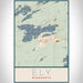 Ely Minnesota Map Print Portrait Orientation in Woodblock Style With Shaded Background
