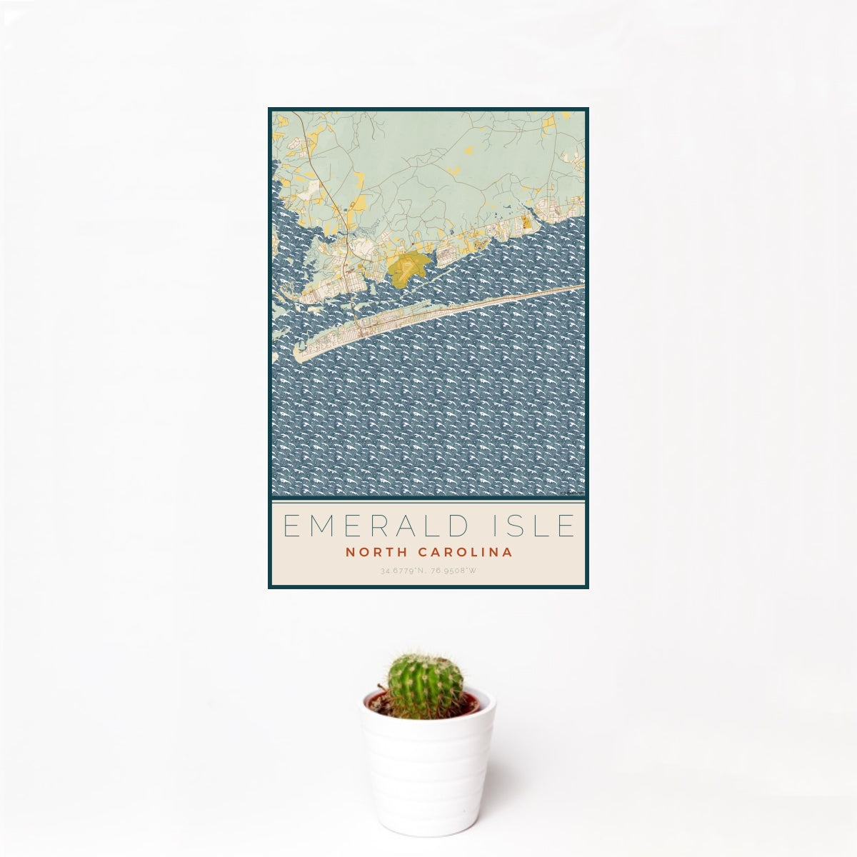 Emerald Isle North Carolina Map Print in Woodblock — JACE Maps