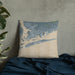 Custom Emerald Isle North Carolina Map Throw Pillow in Afternoon on Bedding Against Wall
