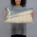 Person holding 20x12 Custom Emerald Isle North Carolina Map Throw Pillow in Afternoon