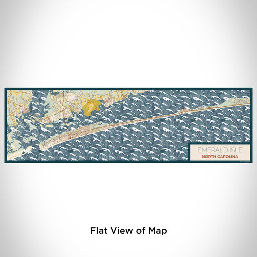 Flat View of Map Custom Emerald Isle North Carolina Map Enamel Mug in Woodblock