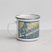 Left View Custom Emerald Isle North Carolina Map Enamel Mug in Woodblock