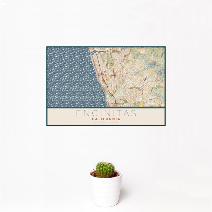 Encinitas - California Map Print in Woodblock — JACE Maps