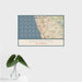16x24 Encinitas California Map Print Landscape Orientation in Woodblock Style With Tropical Plant Leaves in Water