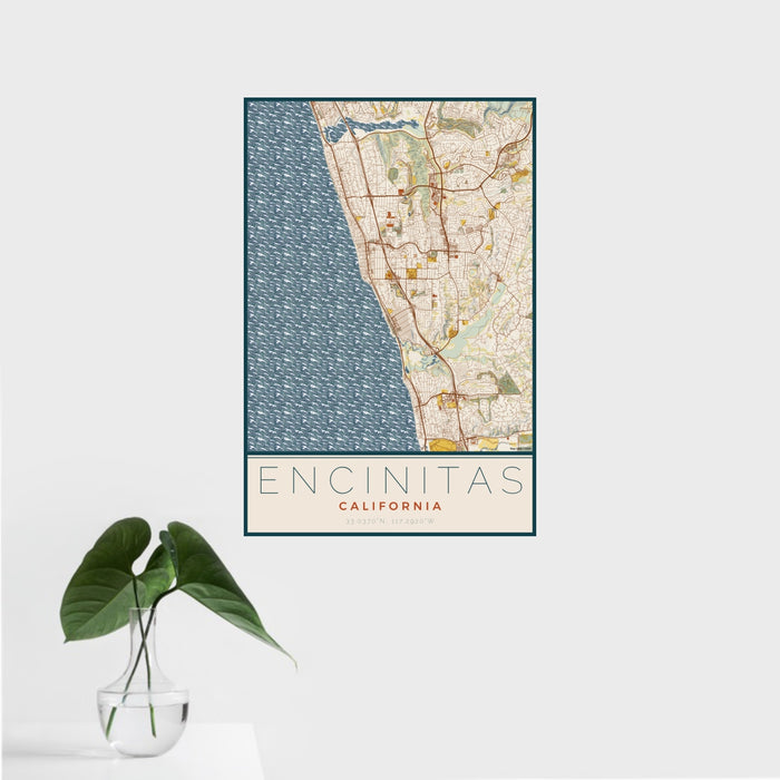 Encinitas - California Map Print in Woodblock — JACE Maps
