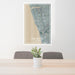 24x36 Encinitas California Map Print Portrait Orientation in Afternoon Style Behind 2 Chairs Table and Potted Plant
