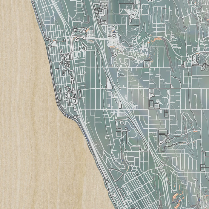Encinitas California Map Print in Afternoon Style Zoomed In Close Up Showing Details