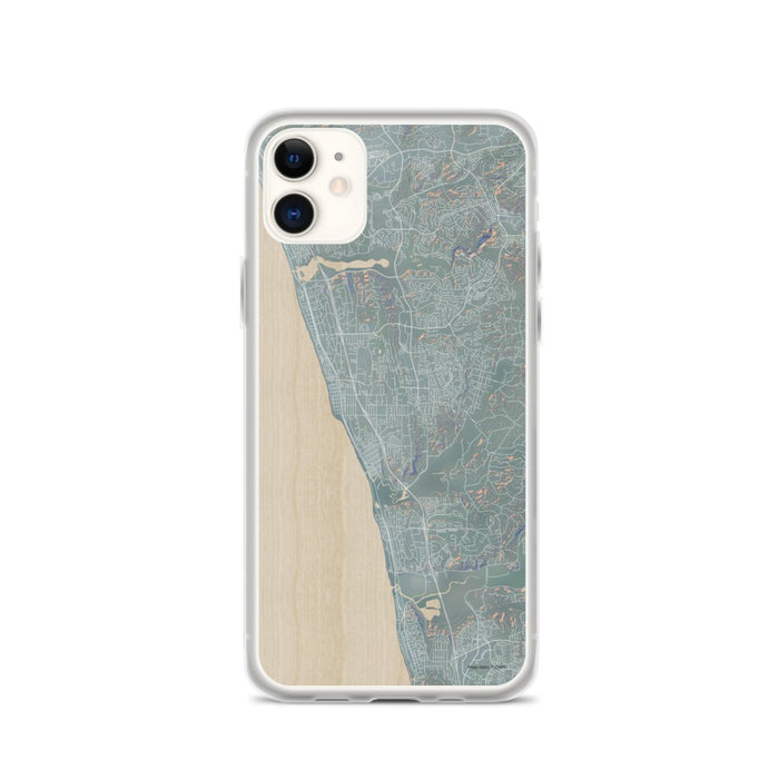 Custom iPhone 11 Encinitas California Map Phone Case in Afternoon