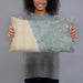Person holding 20x12 Custom Encinitas California Map Throw Pillow in Afternoon
