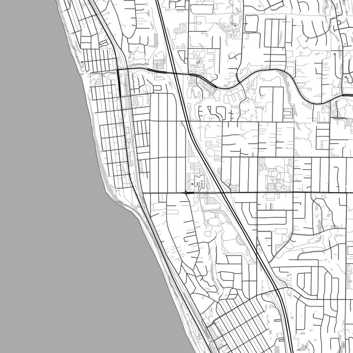 Encinitas California Map Print in Classic Style Zoomed In Close Up Showing Details