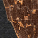 Encinitas California Map Print in Ember Style Zoomed In Close Up Showing Details