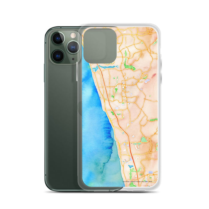 Custom Encinitas California Map Phone Case in Watercolor