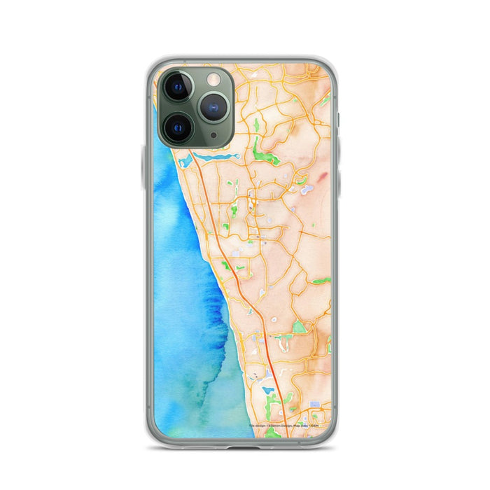 Custom iPhone 11 Pro Encinitas California Map Phone Case in Watercolor