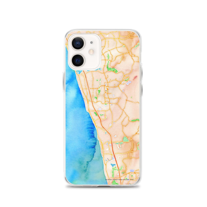 Custom iPhone 12 Encinitas California Map Phone Case in Watercolor