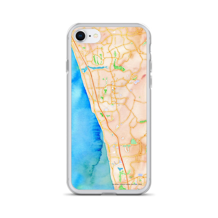 Custom iPhone SE Encinitas California Map Phone Case in Watercolor