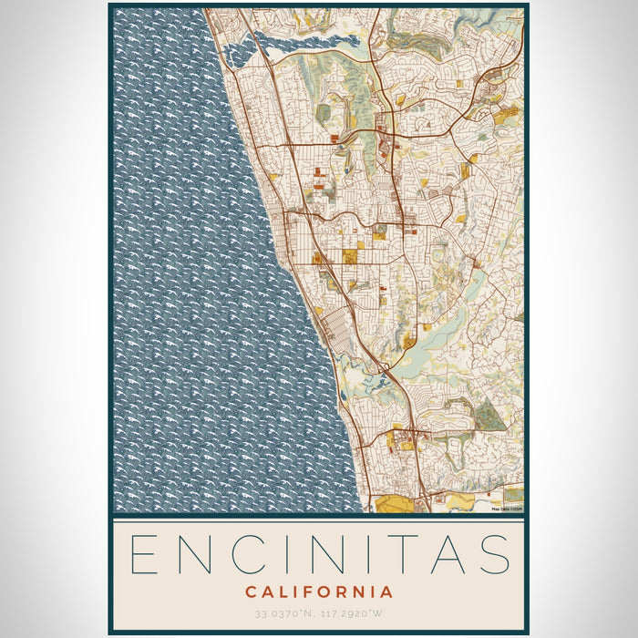 Encinitas - California Map Print in Woodblock — JACE Maps