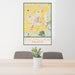 24x36 Enumclaw Washington Map Print Portrait Orientation in Woodblock Style Behind 2 Chairs Table and Potted Plant