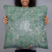 Person holding 22x22 Custom Enumclaw Washington Map Throw Pillow in Afternoon