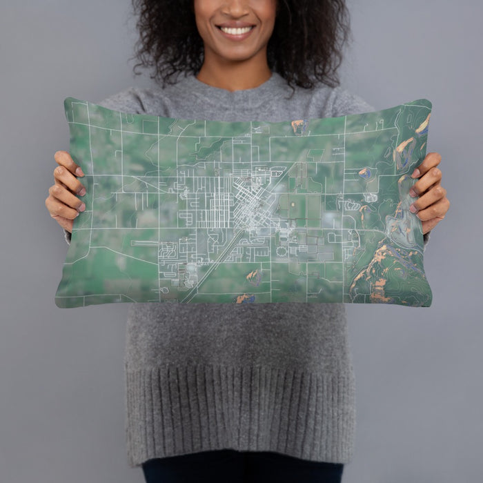 Person holding 20x12 Custom Enumclaw Washington Map Throw Pillow in Afternoon