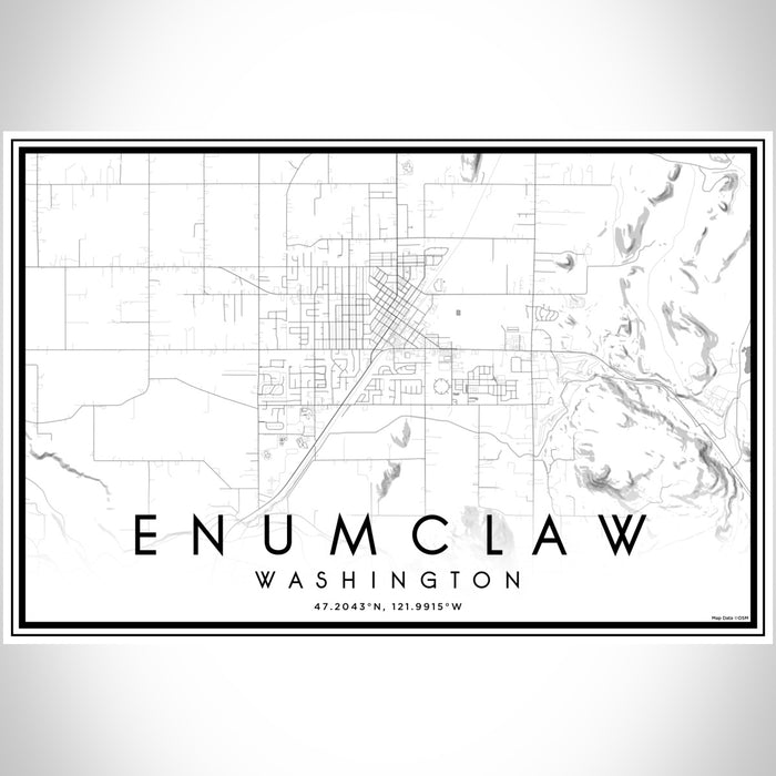 Enumclaw Washington Map Print Landscape Orientation in Classic Style With Shaded Background