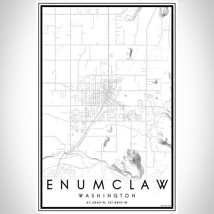 Enumclaw Washington Map Print Portrait Orientation in Classic Style With Shaded Background