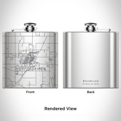 Rendered View of Enumclaw Washington Map Engraving on 6oz Stainless Steel Flask