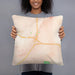 Person holding 18x18 Custom Enumclaw Washington Map Throw Pillow in Watercolor
