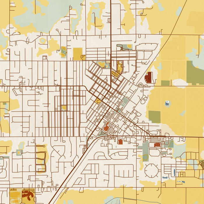 Enumclaw Washington Map Print in Woodblock Style Zoomed In Close Up Showing Details