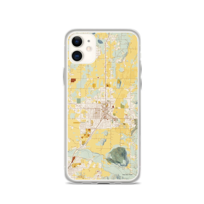 Custom iPhone 11 Enumclaw Washington Map Phone Case in Woodblock