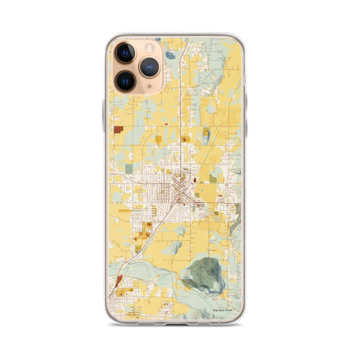 Custom iPhone 11 Pro Max Enumclaw Washington Map Phone Case in Woodblock