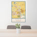 24x36 Erie Colorado Map Print Portrait Orientation in Woodblock Style Behind 2 Chairs Table and Potted Plant