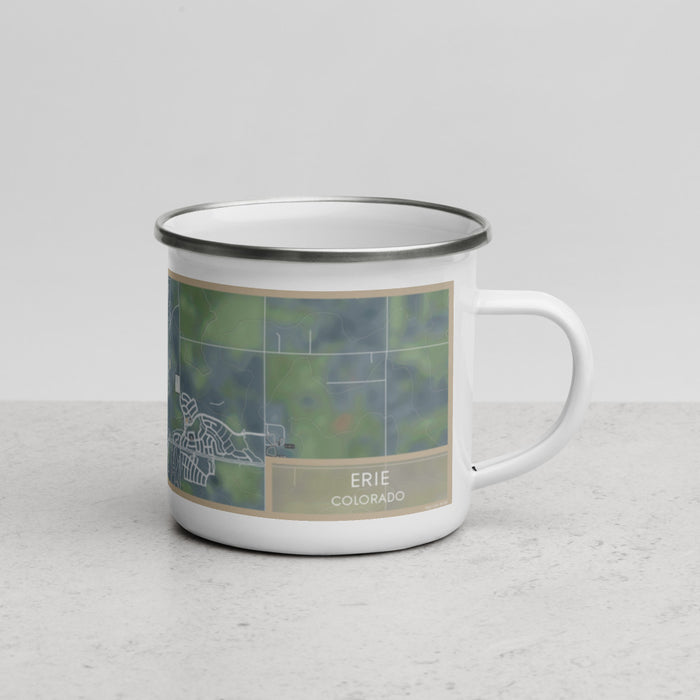 Right View Custom Erie Colorado Map Enamel Mug in Afternoon