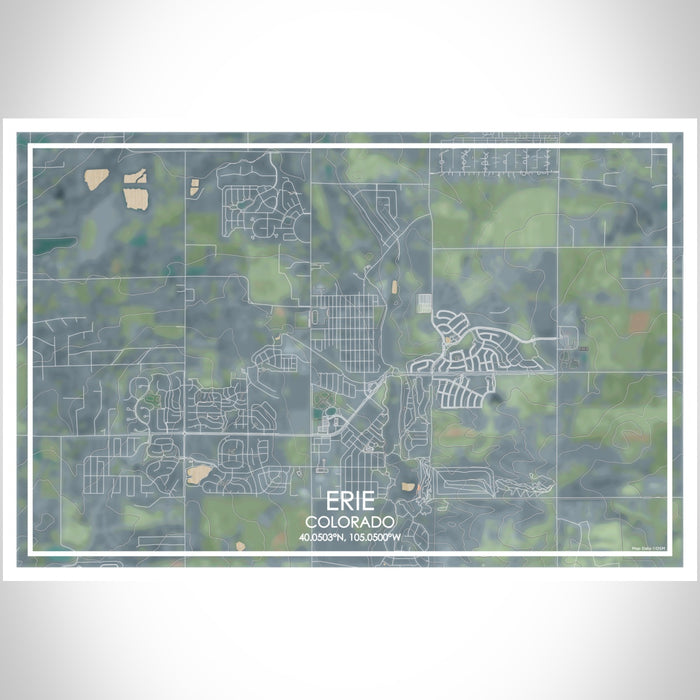 Erie Colorado Map Print Landscape Orientation in Afternoon Style With Shaded Background