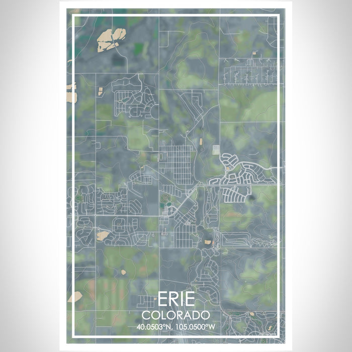 Erie Colorado Map Print Portrait Orientation in Afternoon Style With Shaded Background