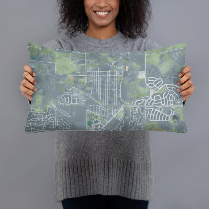Person holding 20x12 Custom Erie Colorado Map Throw Pillow in Afternoon