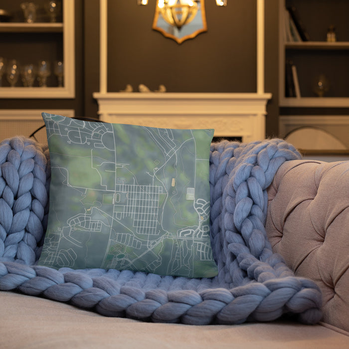 Custom Erie Colorado Map Throw Pillow in Afternoon on Cream Colored Couch
