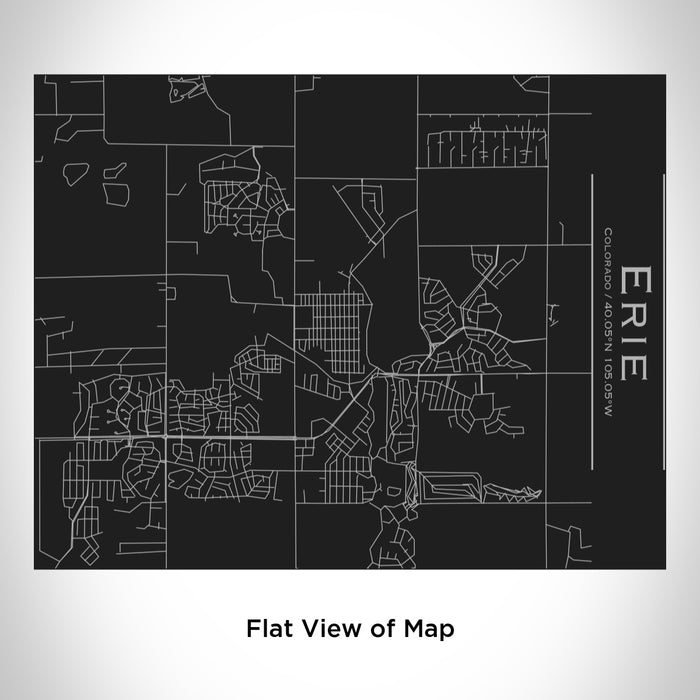 Rendered View of Erie Colorado Map Engraving on 20oz Stainless Steel Insulated Bottle with Bamboo Top in Black