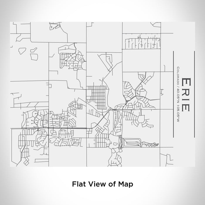 Rendered View of Erie Colorado Map Engraving on 20oz Stainless Steel Insulated Bottle with Bamboo Top in White