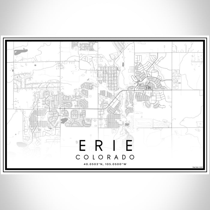 Erie Colorado Map Print Landscape Orientation in Classic Style With Shaded Background