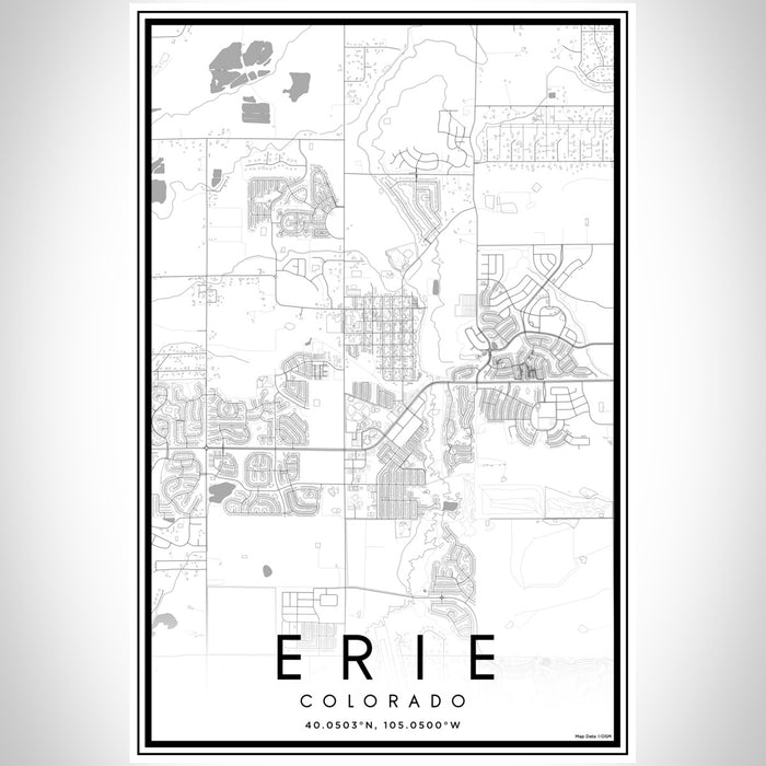 Erie Colorado Map Print Portrait Orientation in Classic Style With Shaded Background