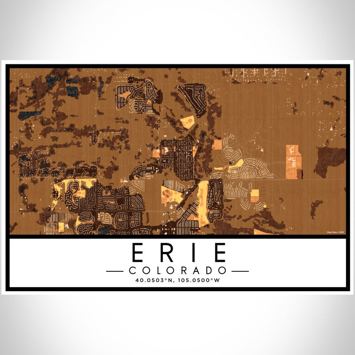 Erie Colorado Map Print Landscape Orientation in Ember Style With Shaded Background