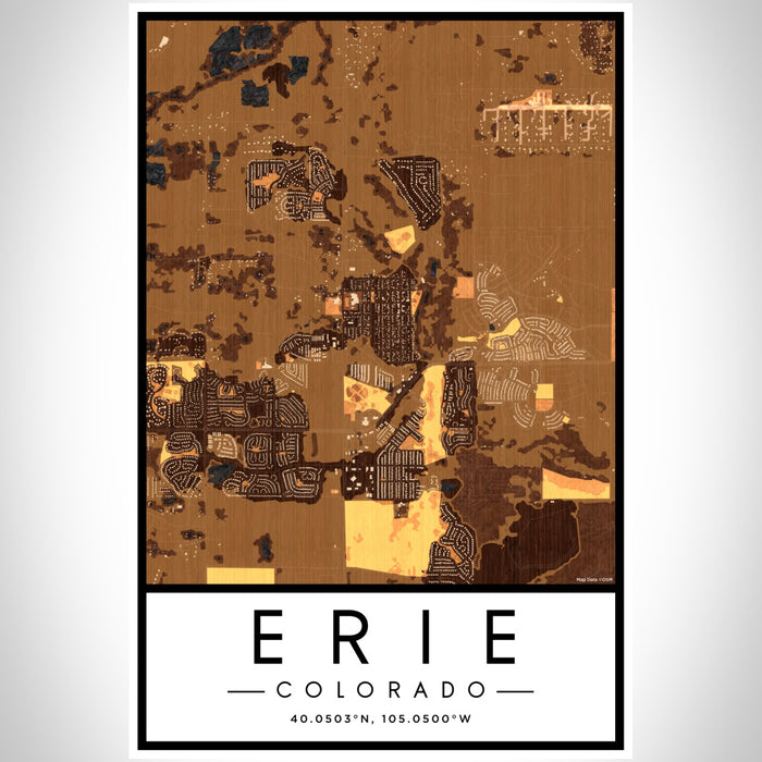 Erie Colorado Map Print Portrait Orientation in Ember Style With Shaded Background