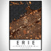 Erie Pennsylvania Map Print Portrait Orientation in Ember Style With Shaded Background