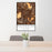 24x36 Escondido California Map Print Portrait Orientation in Ember Style Behind 2 Chairs Table and Potted Plant