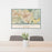 24x36 Escondido California Map Print Lanscape Orientation in Woodblock Style Behind 2 Chairs Table and Potted Plant