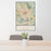 24x36 Escondido California Map Print Portrait Orientation in Woodblock Style Behind 2 Chairs Table and Potted Plant