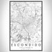 Escondido California Map Print Portrait Orientation in Classic Style With Shaded Background