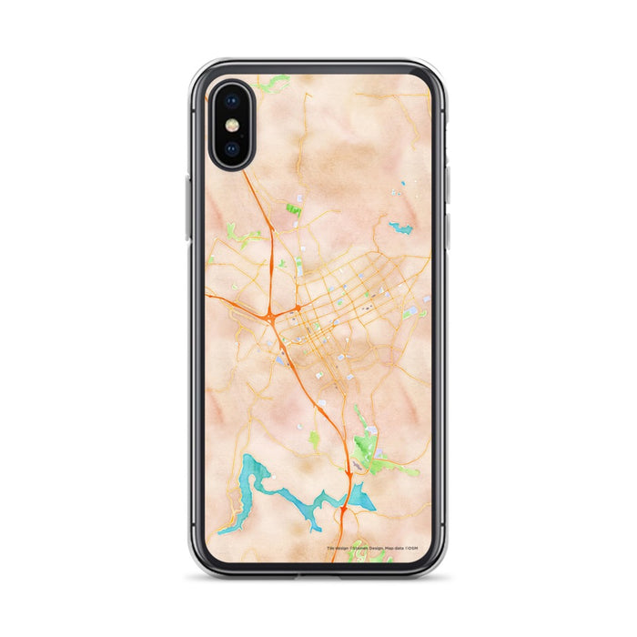 Custom iPhone X/XS Escondido California Map Phone Case in Watercolor