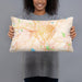 Person holding 20x12 Custom Escondido California Map Throw Pillow in Watercolor
