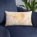 Custom Escondido California Map Throw Pillow in Watercolor on Blue Colored Chair